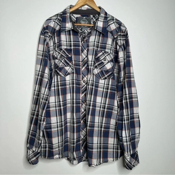 BKE Buckle Men’s Plaid Button Down Athletic Fit Shirt Size XXL - Picture 2 of 8